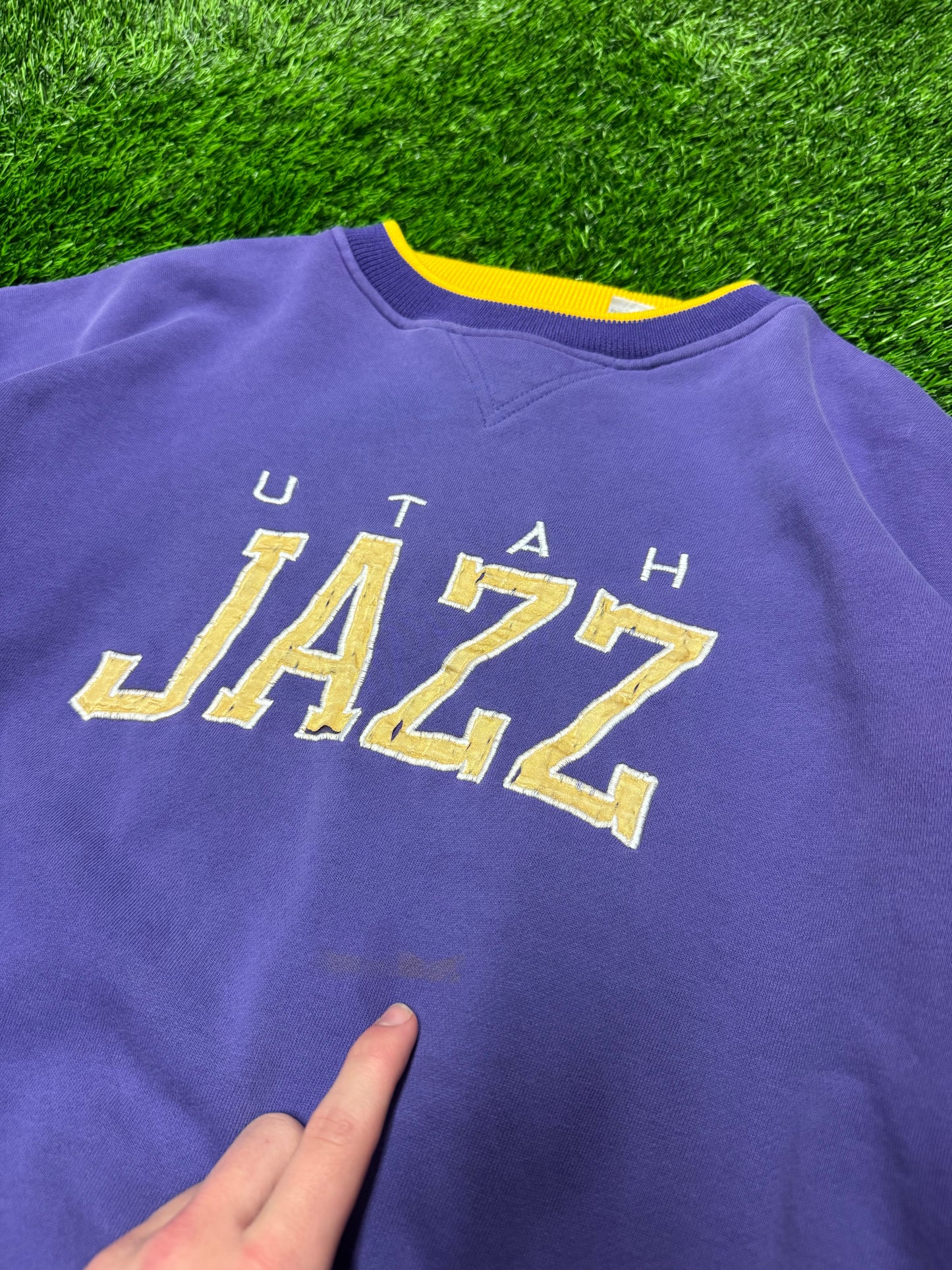 90s Utah Jazz Starter Purple Rare Starter Vintage Crewneck (XL)