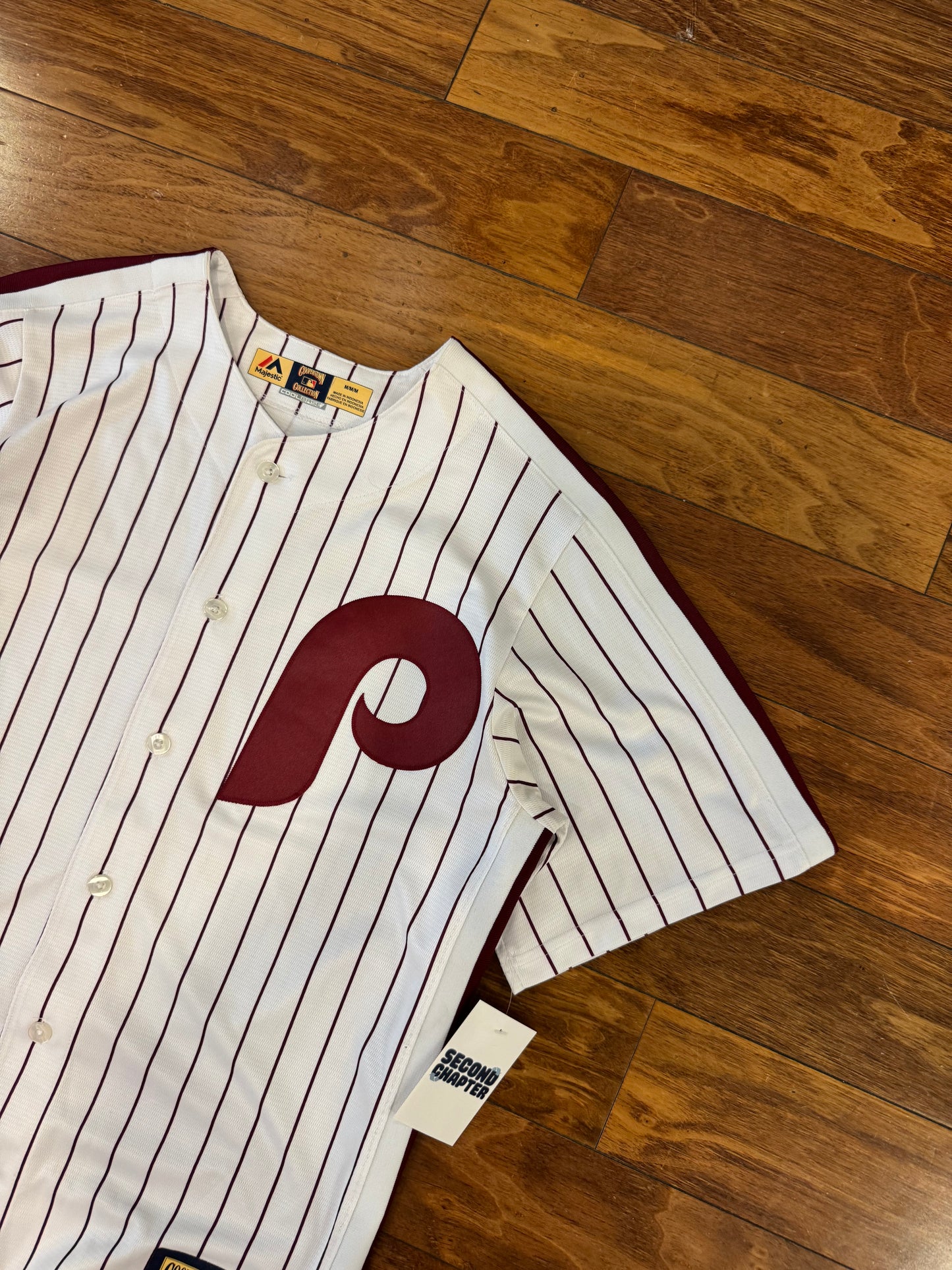 00s Mike Schmidt Phillies Majestic Pinstripe Jersey (M)