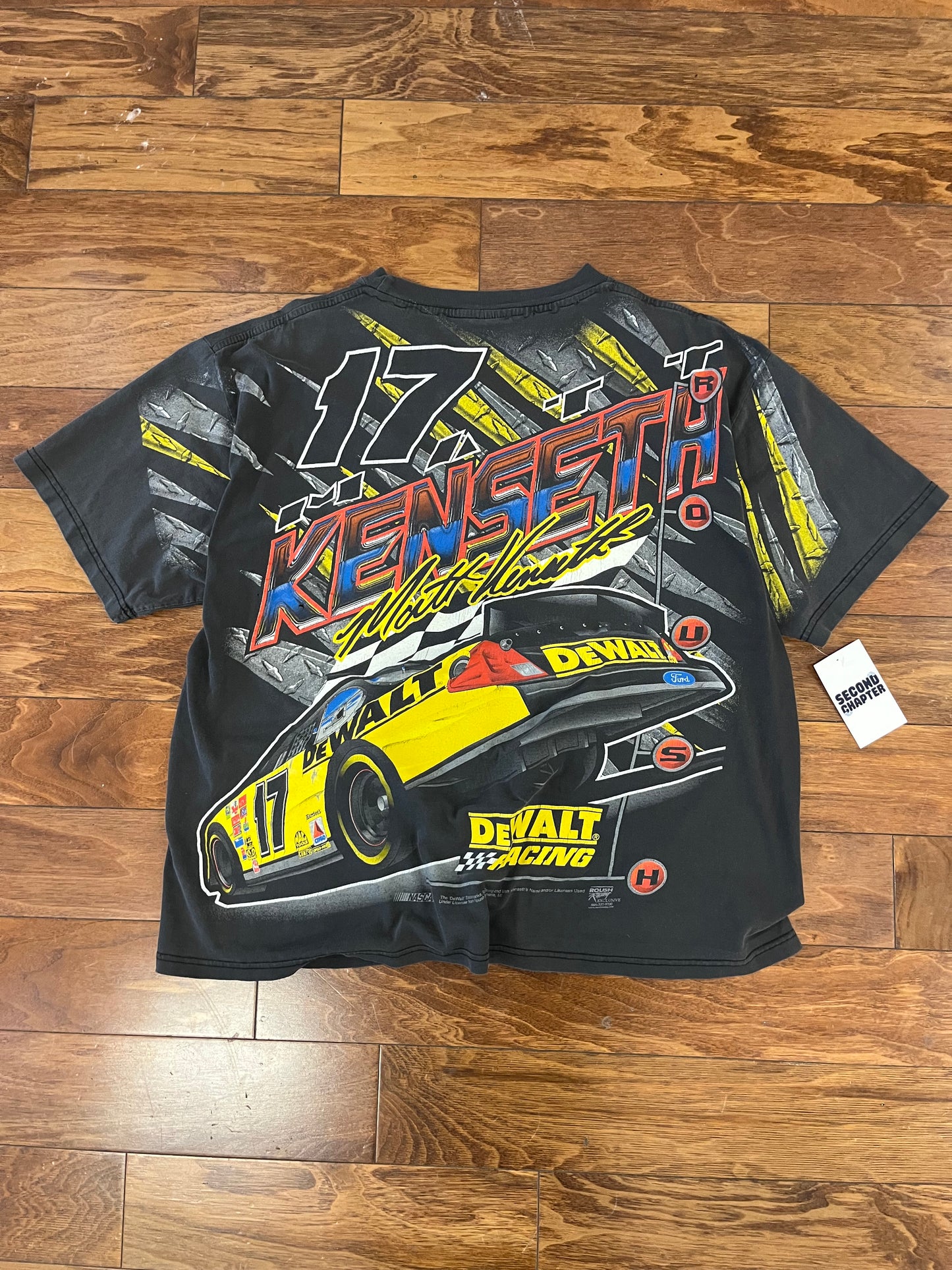 00s Nascar Dewalt Faded Black Boxy AOP Tee (XL)