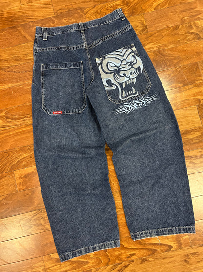 00s Jnco Tribals Tiger Graphic Vintage Baggy Jeans (36 x 32)
