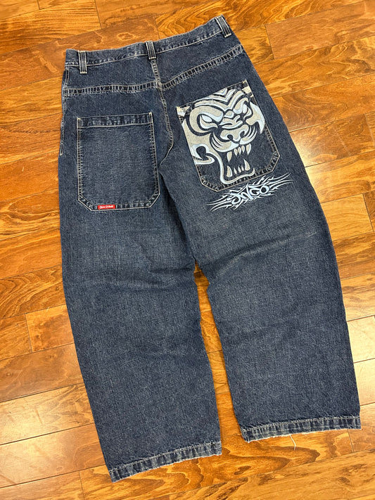 00s Jnco Tribals Tiger Graphic Vintage Baggy Jeans (36 x 32)