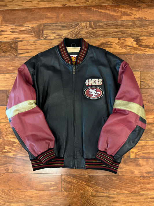 90s San Francisco 49ers Carl Banks Rare Leather Jacket (XL)