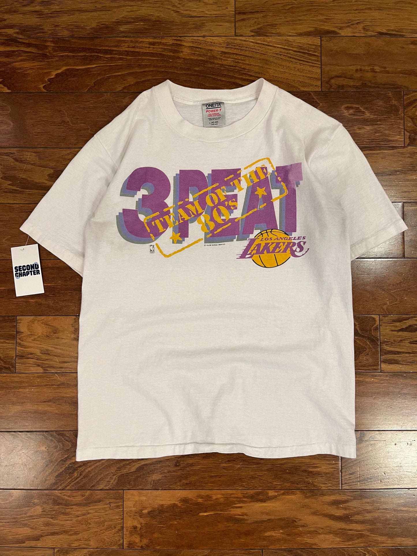 90s Los Angeles Lakers 3 Peat "Team of the 80s" Vintage NBA Tee (L)