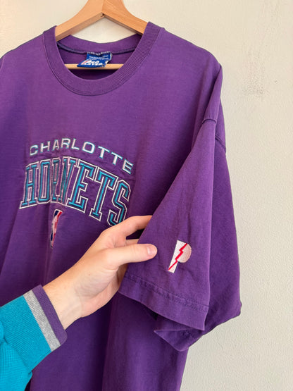 90s Charlotte Hornets Cropped Purple Pro Player Tee (XXL)