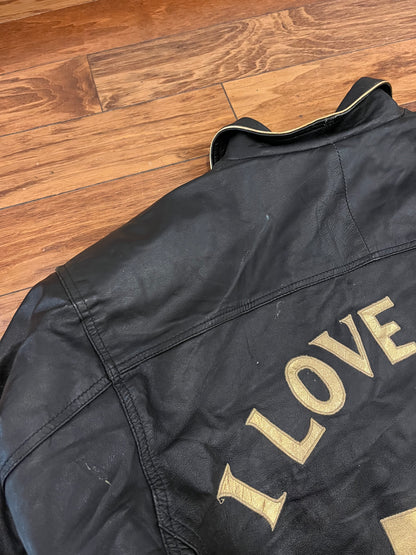 90s I Love Jesus Italian Leather Vintage Jacket (XXL)