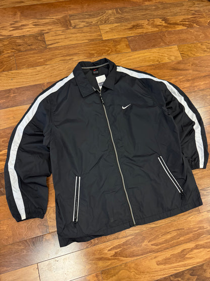 00s Nike Black Striped Lightweight Windbreaker (XL)