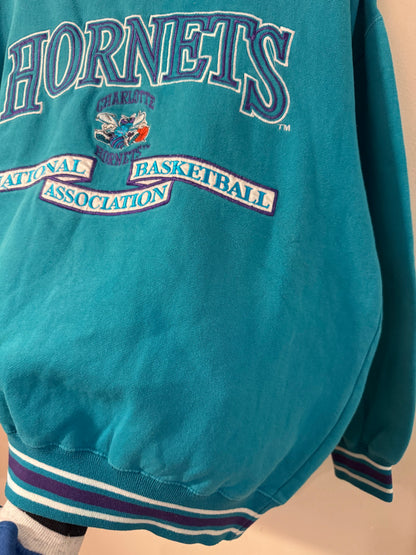 90s Charlotte Hornets Logo Athletic Teal Crewneck (L)