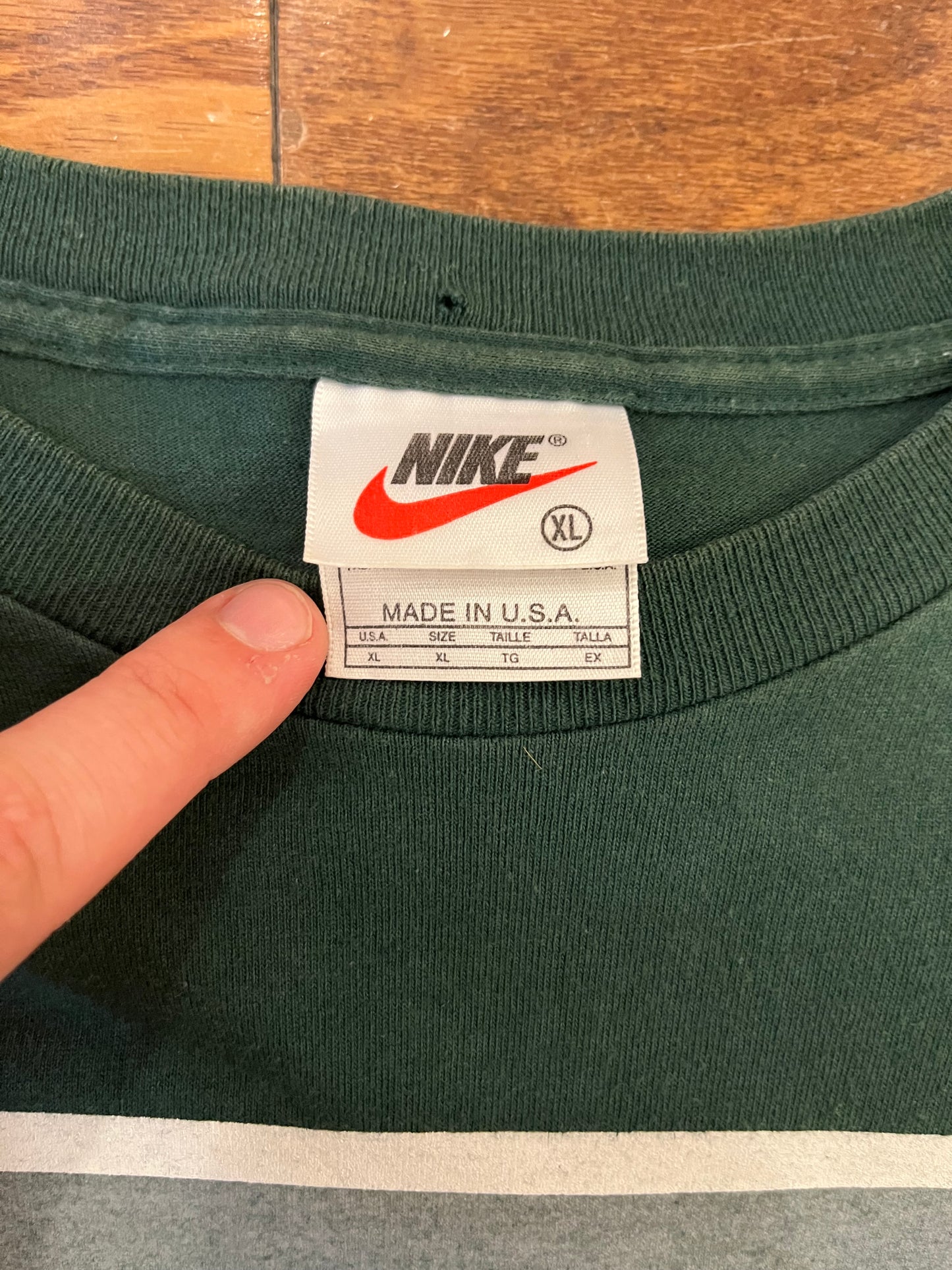 90s Nike Big Swoosh Green Tee (XL)