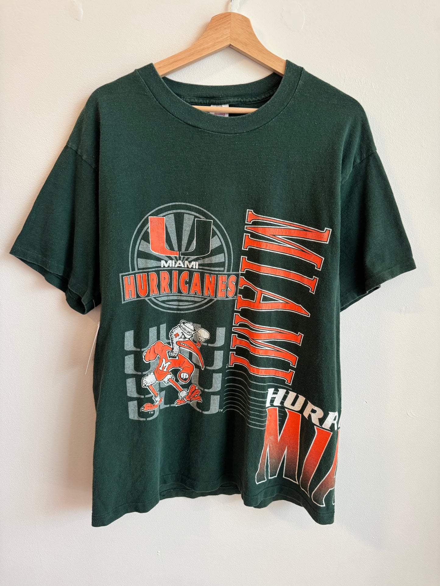 90s Miami Hurricanes Vintage Wrap Around Tee (L)