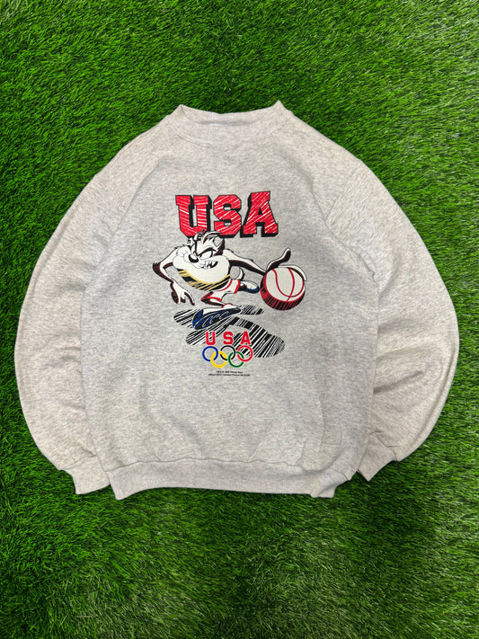 1995 USA Olympics Taz Graphic Vintage Crewneck (YL)