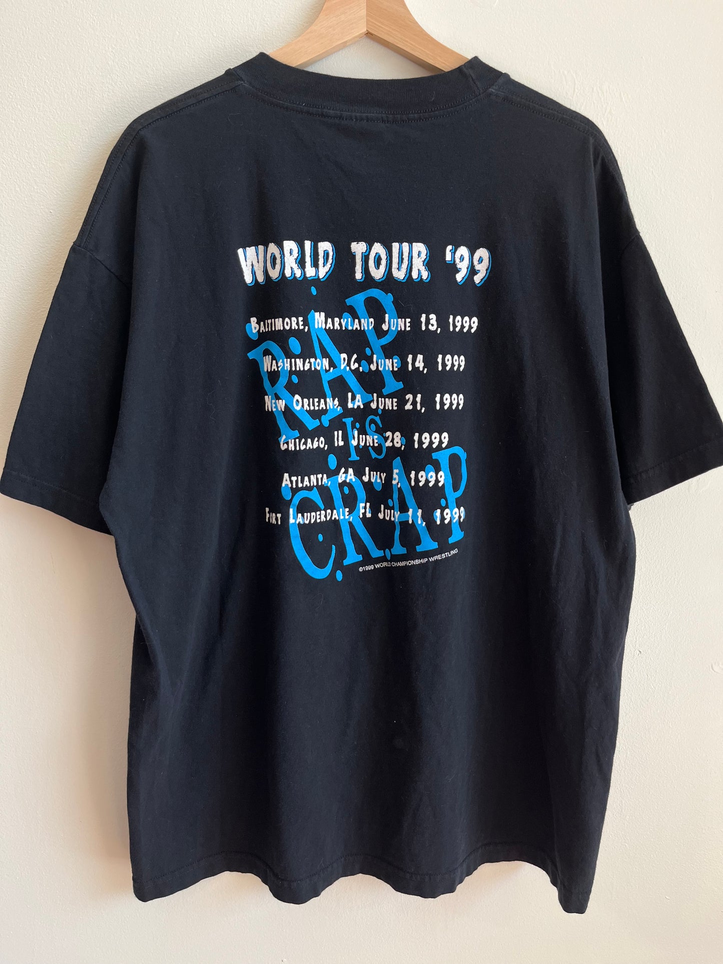 1999 West Texas Rednecks "Rap Is Crap" World Tour WCW Wrestling Tee (XL)