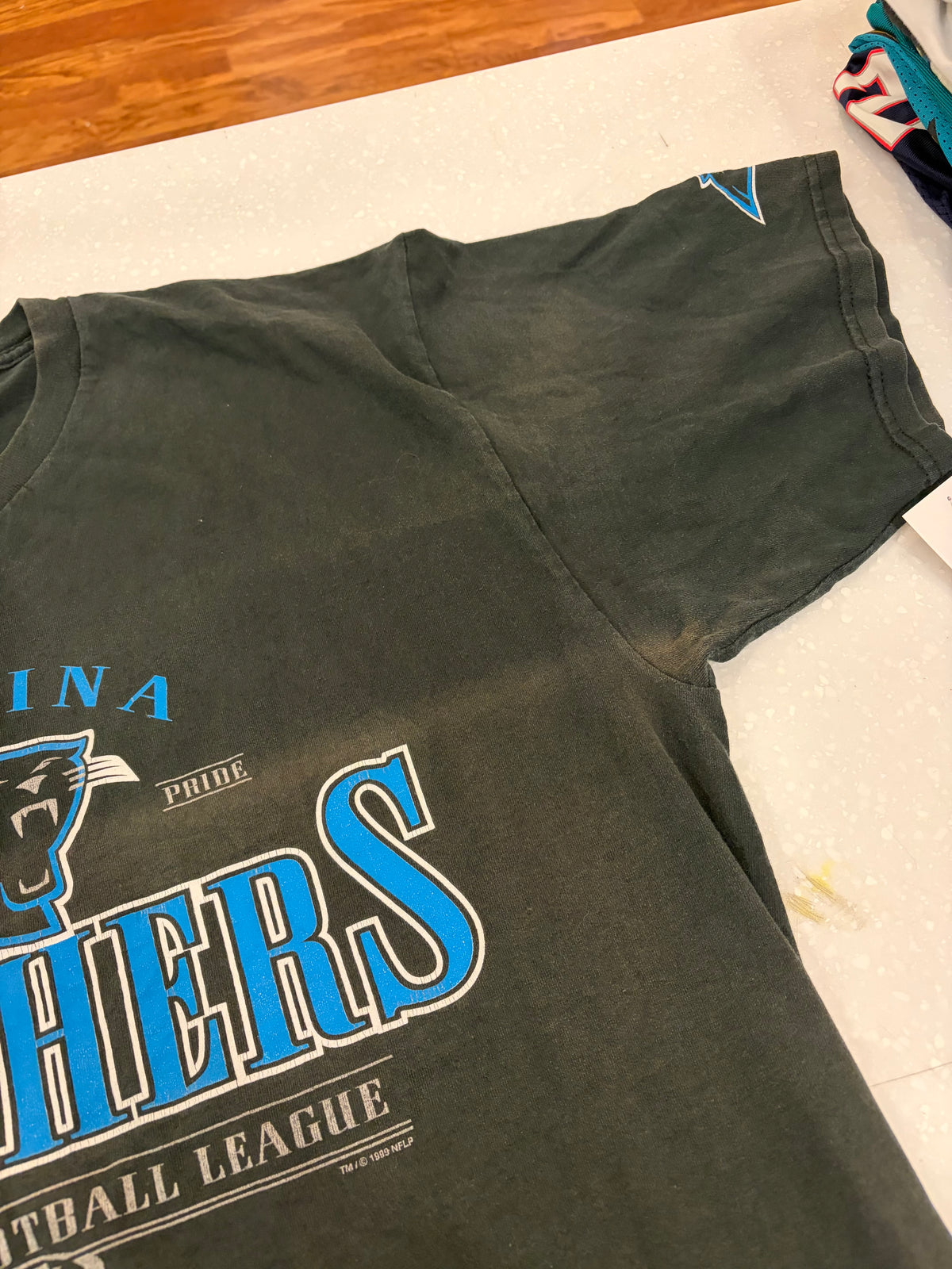 1999 Carolina Panthers Lee Faded Black Tee (XL)