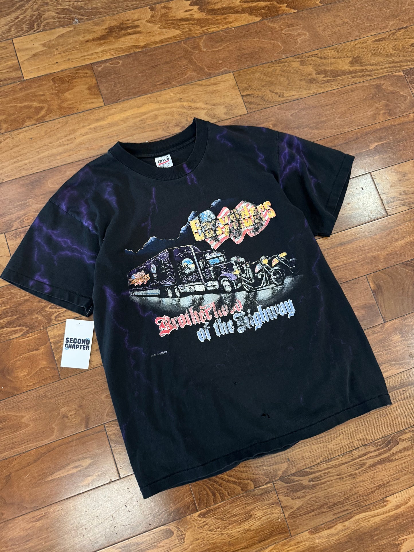 1997 Easyriders "Brotherhood Of The Highway" Rare Purple Lightning Tee (L)