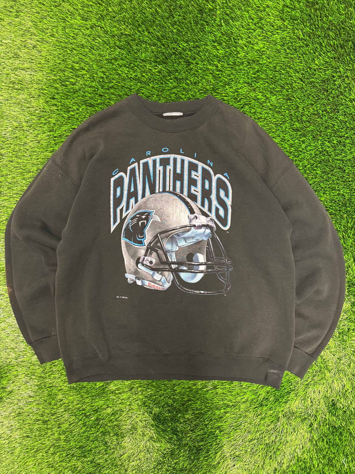 1993 Carolina Panthers Spell Out Helmet Crewneck (XL)