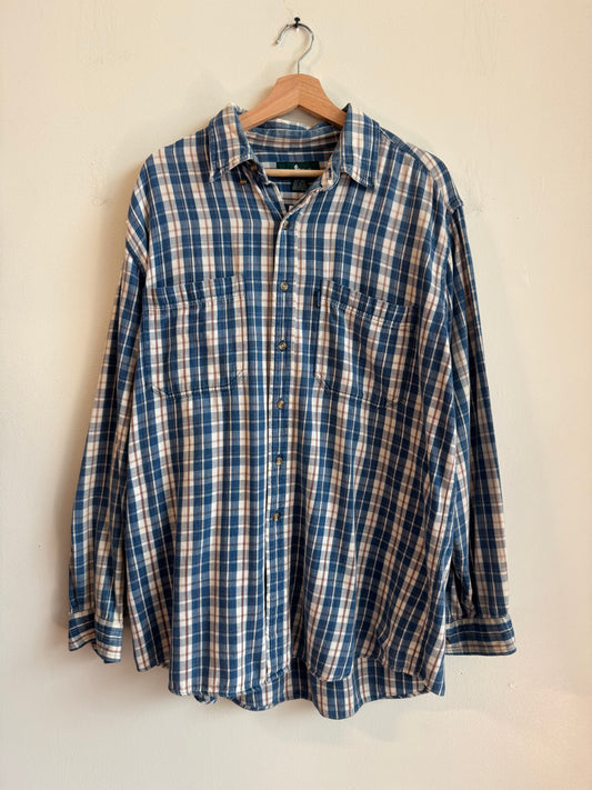 00s Hunting Club Blue Button Down Flannel (XL)