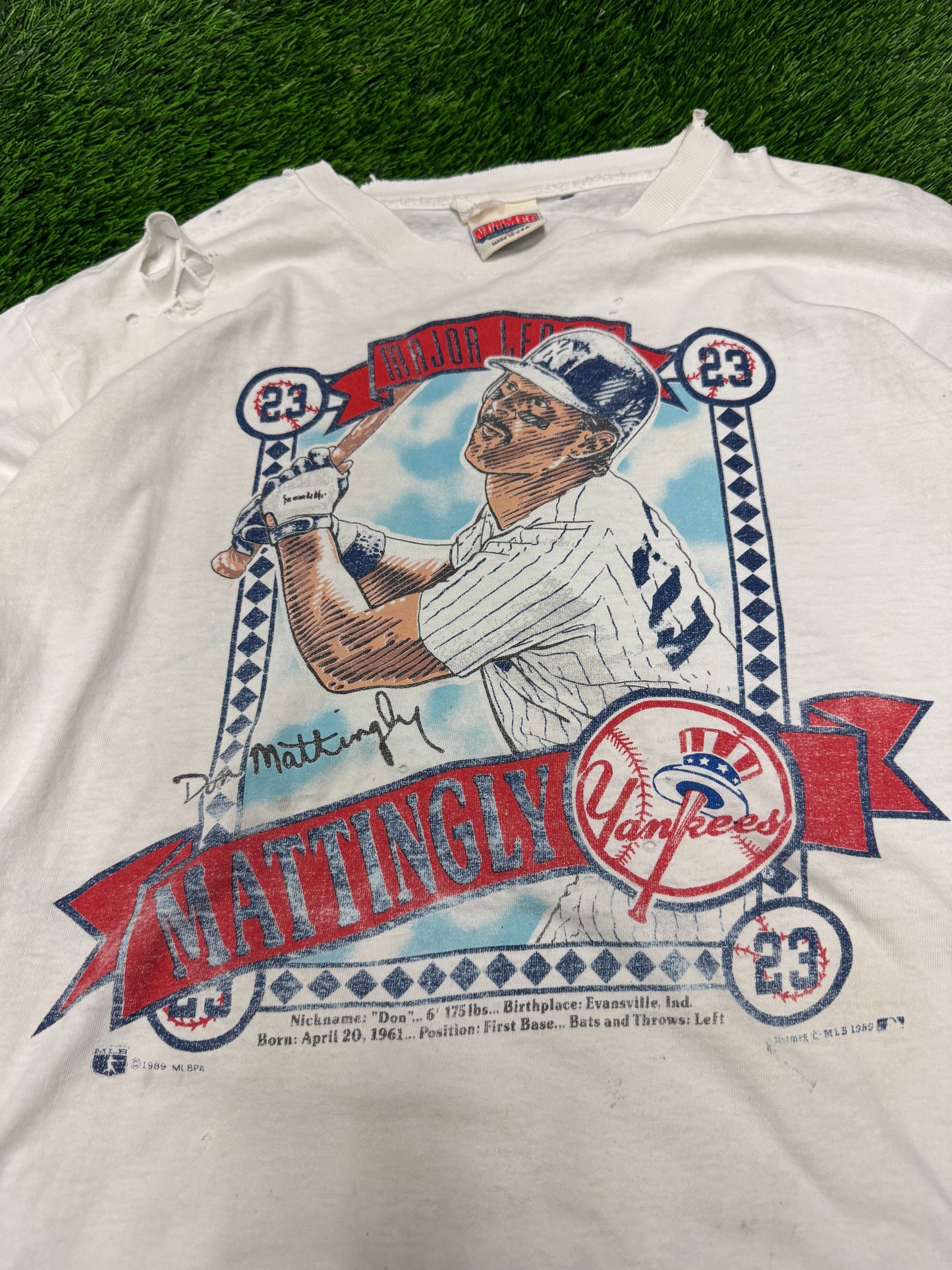 1989 New York Yankees Don Mattingly Nutmeg Vintage Thrashed MLB Tee (XL)