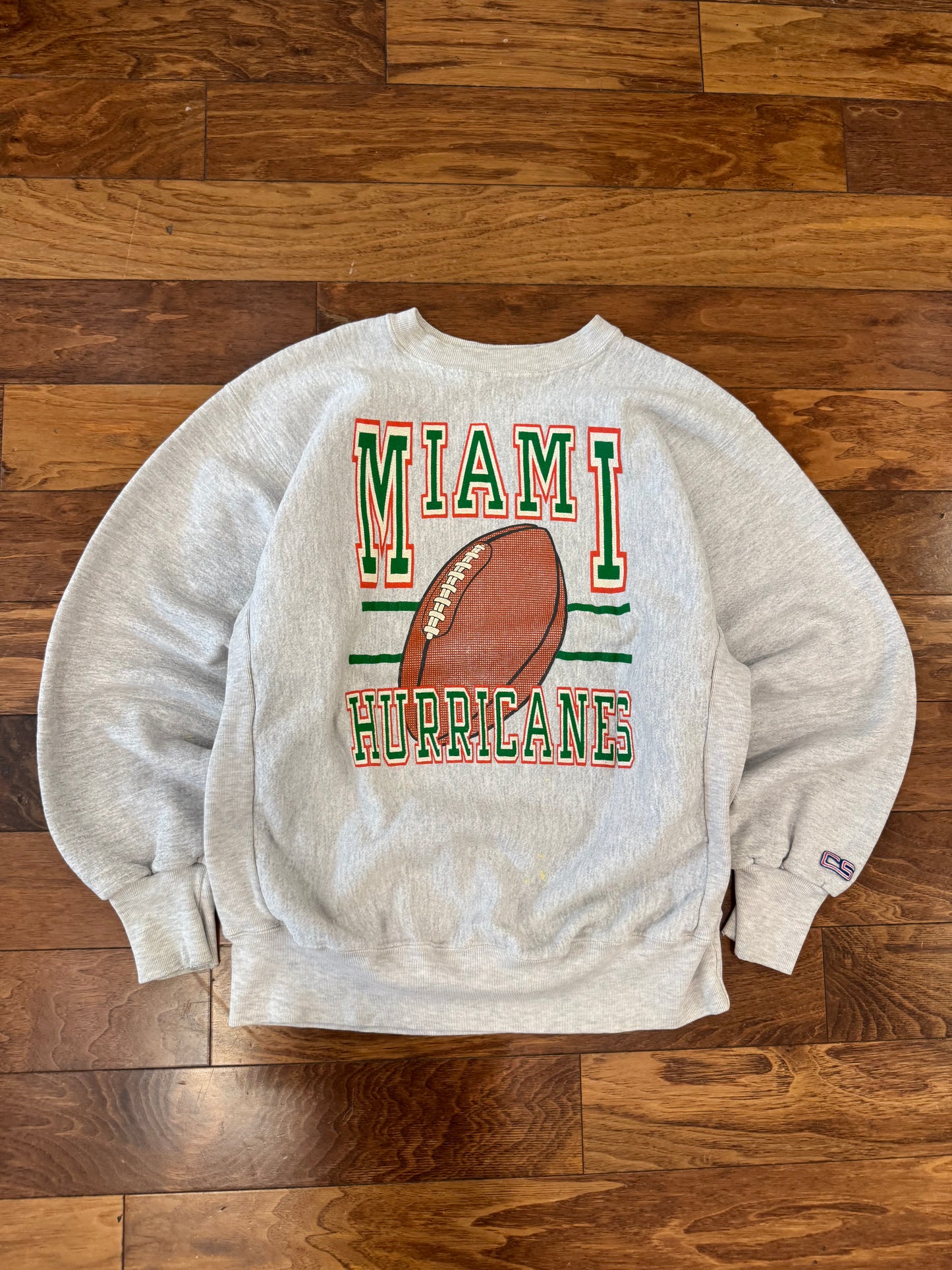 90s Miami Hurricanes Reverse Weave Spell Out Crewneck (XL)