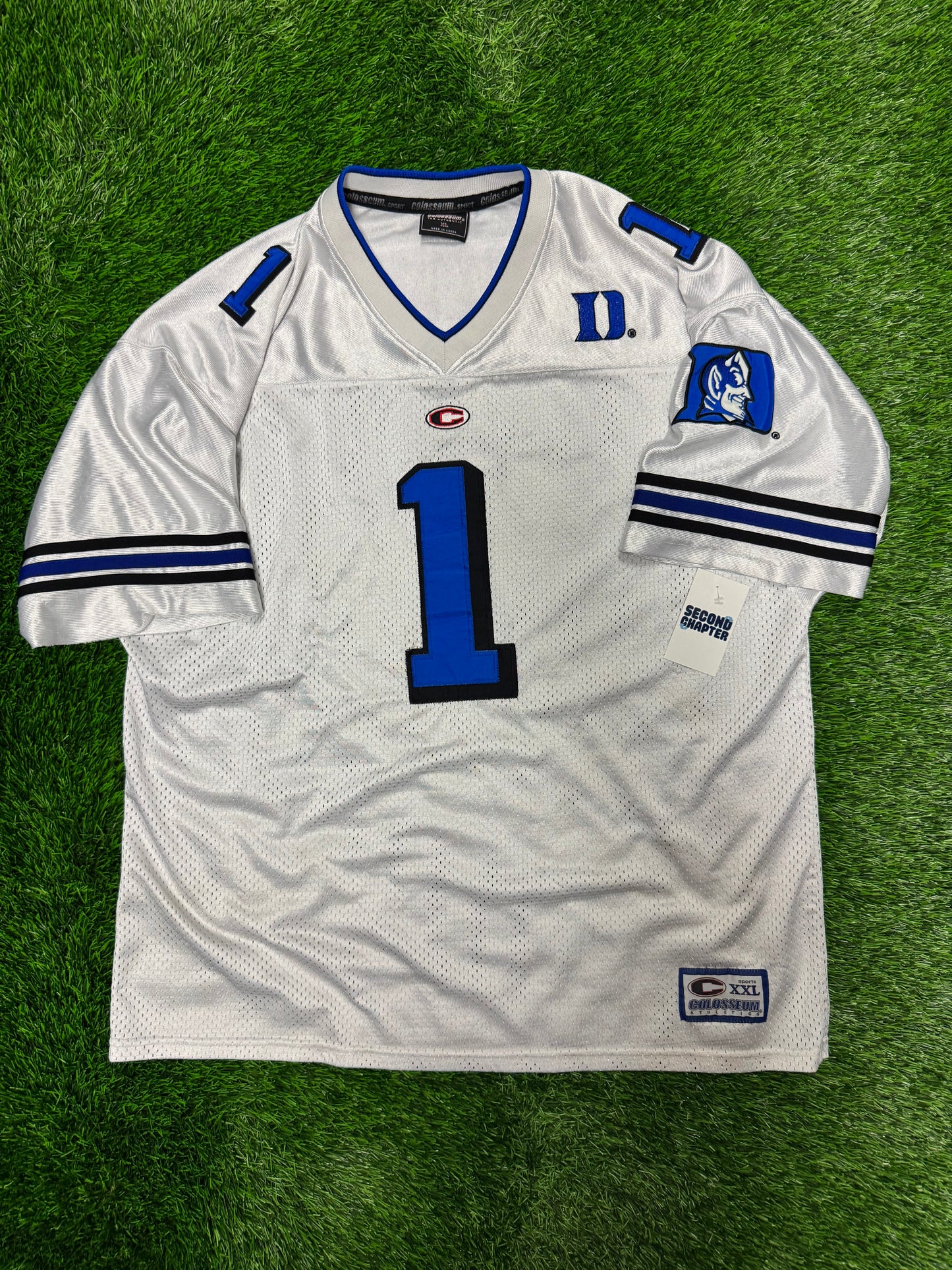 00s Duke University Blue Devils Vintage Colosseum #1 Stitched Football Jersey (XL)