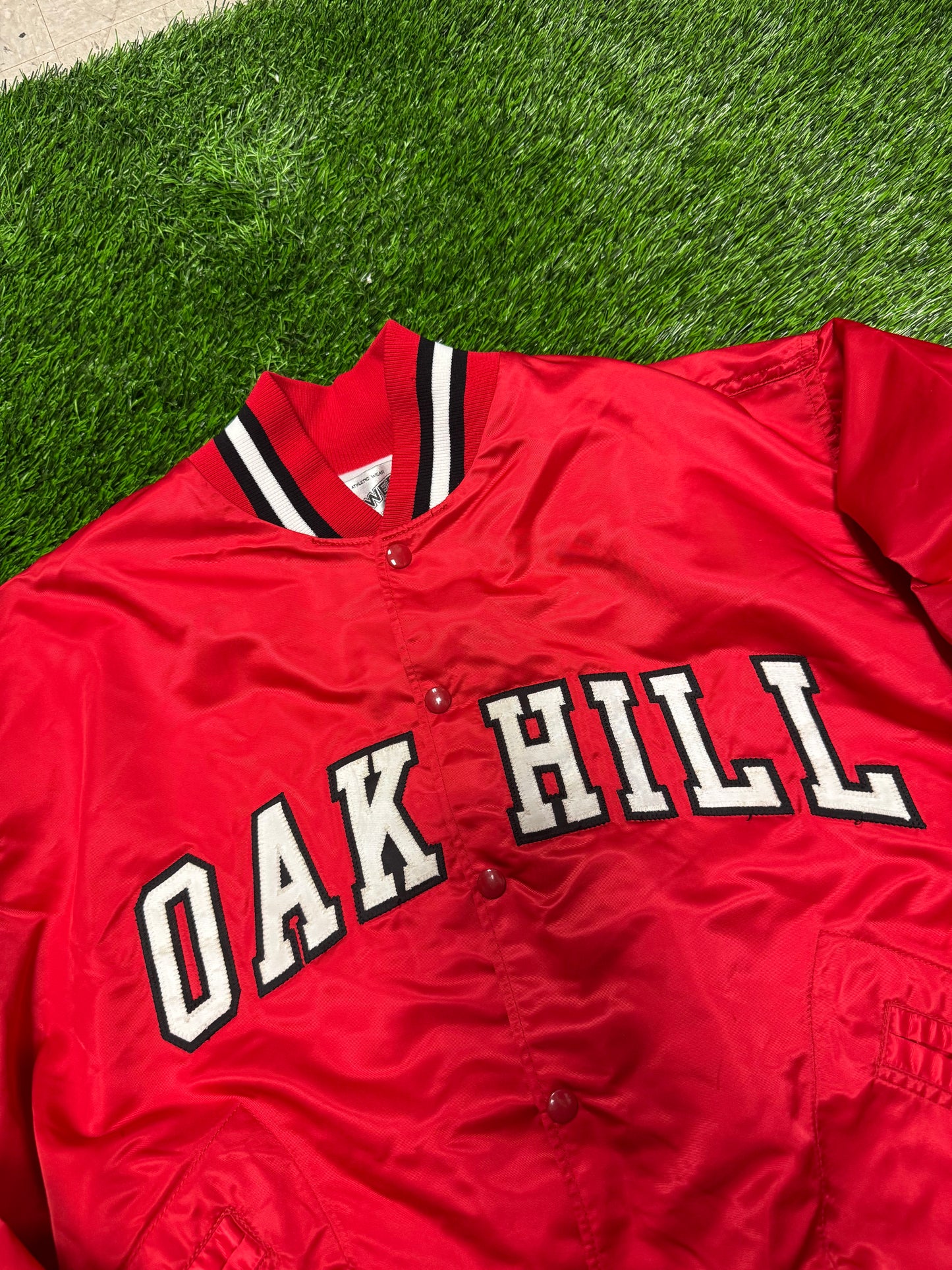 80s Oak Hill Academy Vintage Satin Jacket (L)