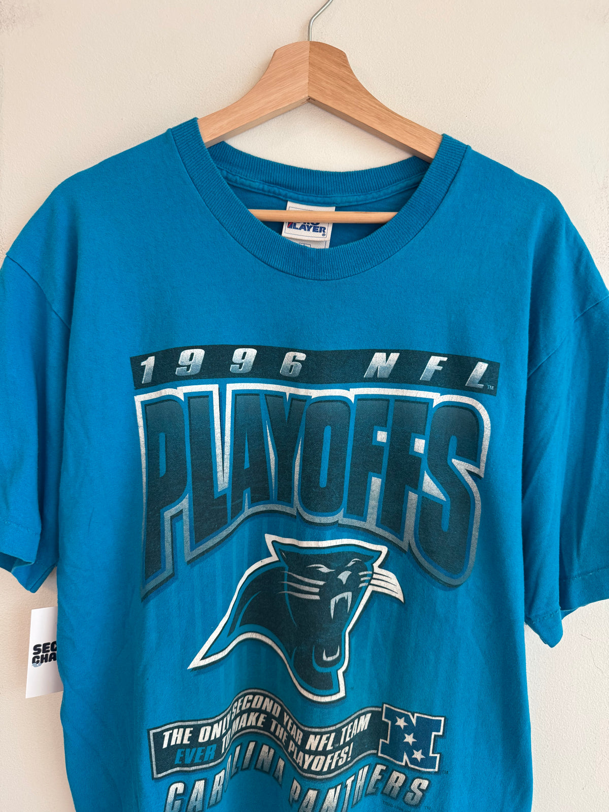 1996 Carolina Panthers Playoffs Stained Blue Tee (L)