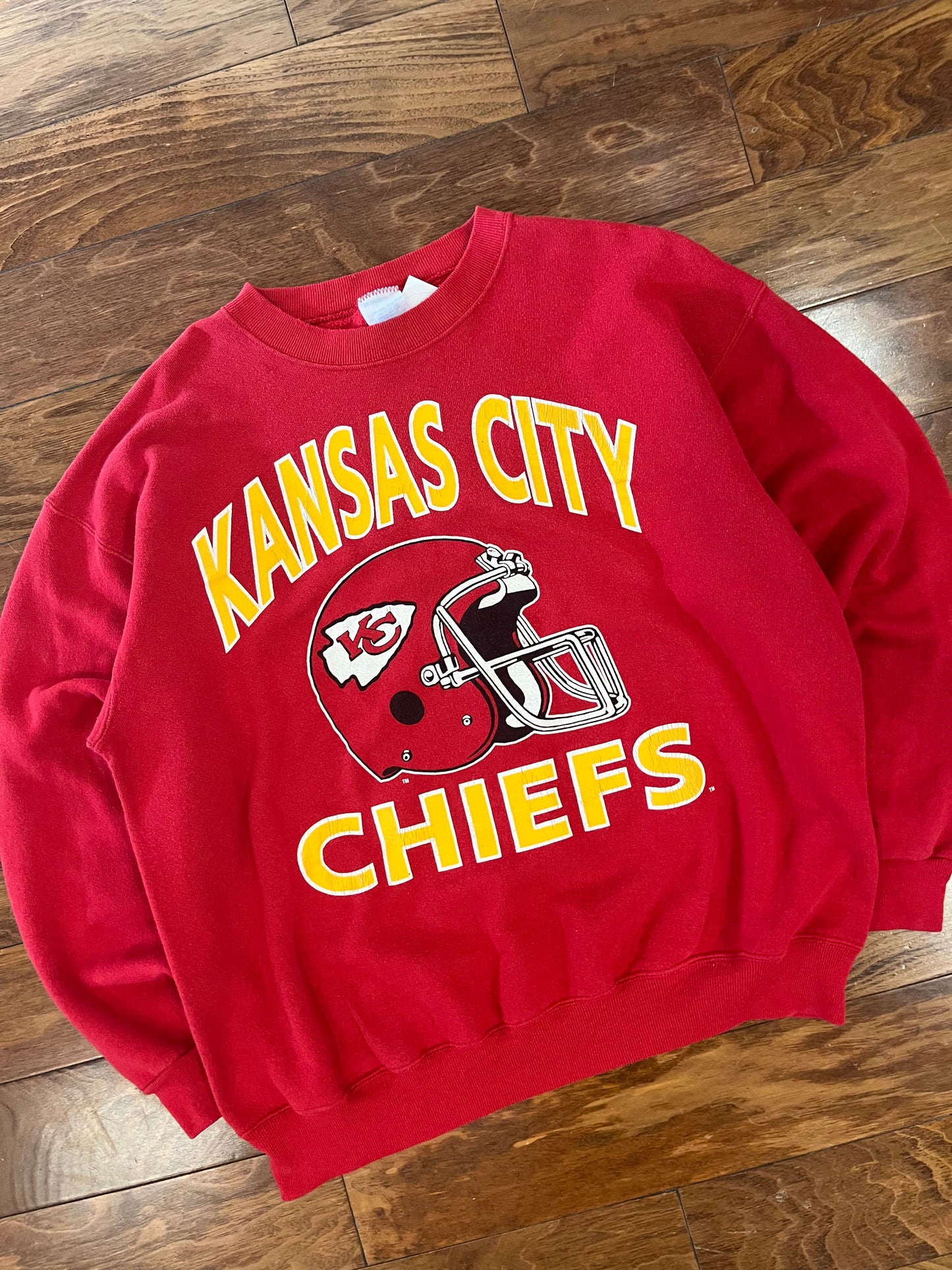 90s Kansas City Chiefs Helmet Crewneck (L)