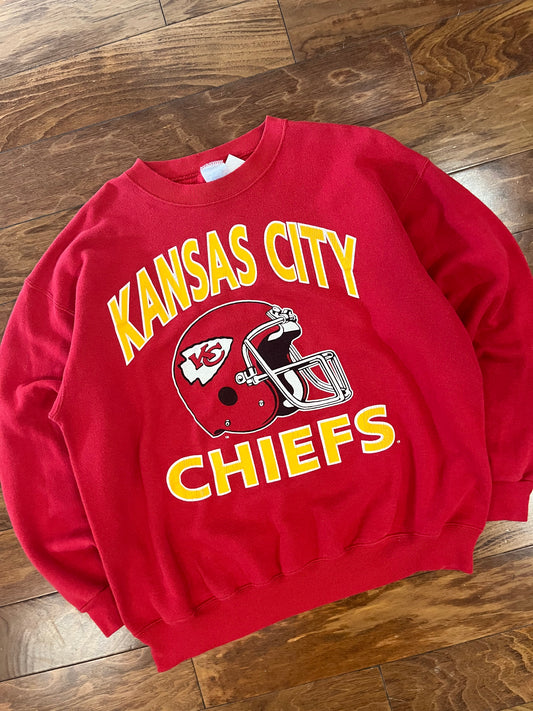 90s Kansas City Chiefs Helmet Crewneck (L)