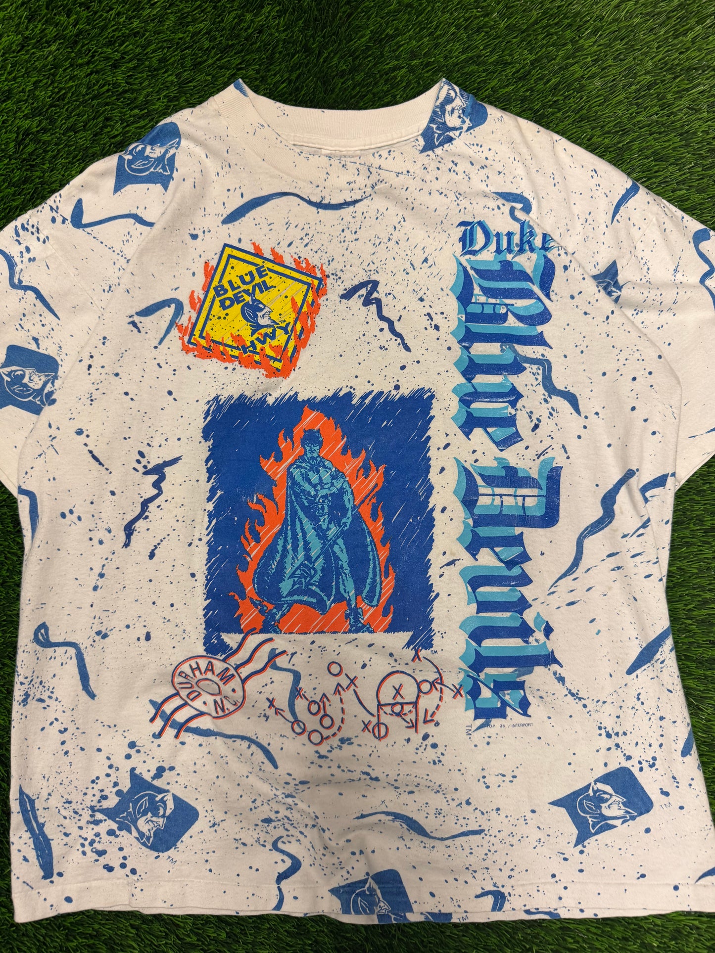 90s Duke Blue Devils Mascot AOP College Tee (XL)