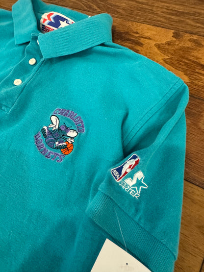 90s Charlotte Hornets Vintage Starter Boxy Polo Shirt (M)