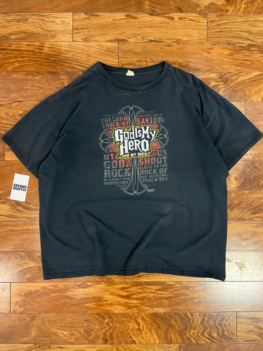 Y2K Guitar Hero Parody "God Is My Hero" Tee (XL)