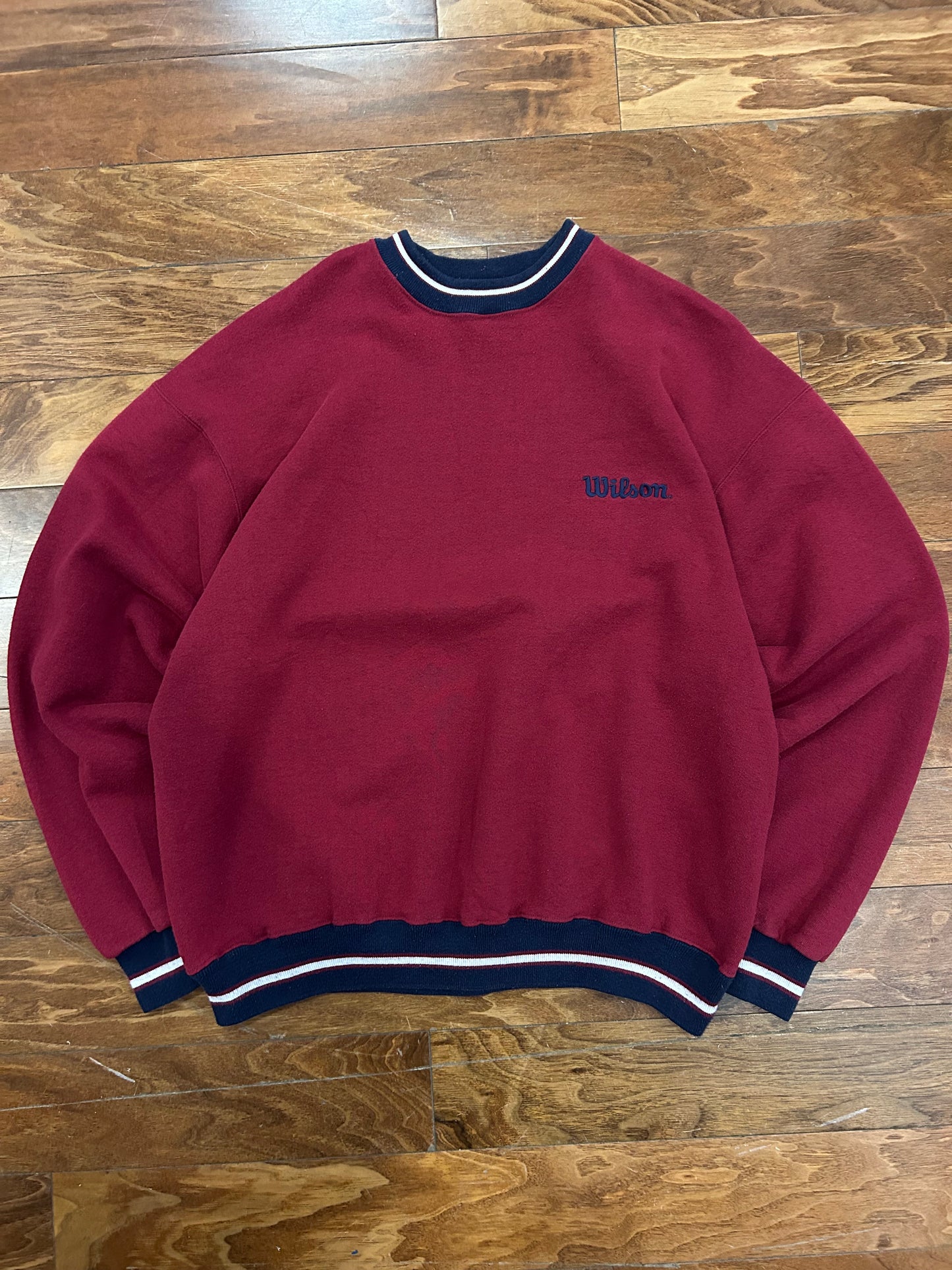 90s Wilson Tennis Spell Out Burgundy Crewneck (XL)