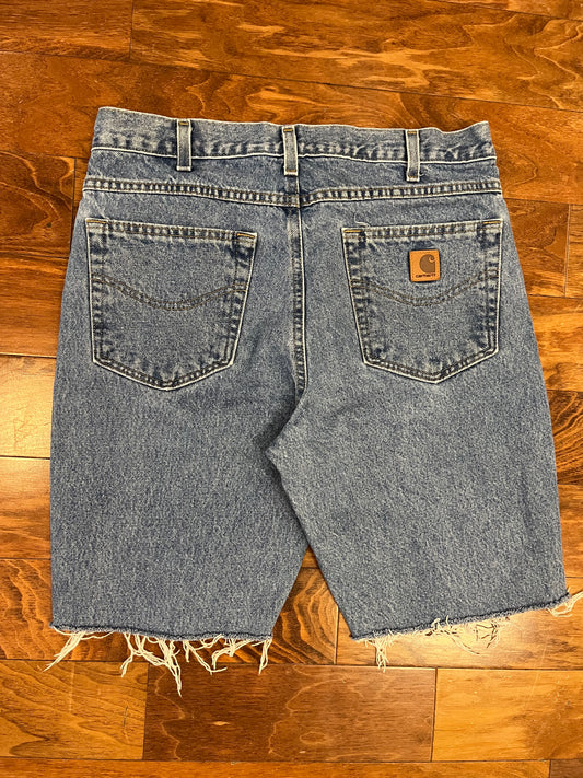 2018 Carhartt Mid Wash Denim Shorts (33)