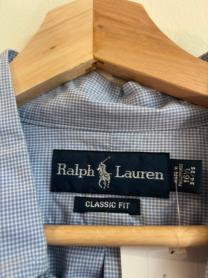 00s Ralph Lauren Blue Pink Pony Long-Sleeve Button Down Polo Shirt (XL)
