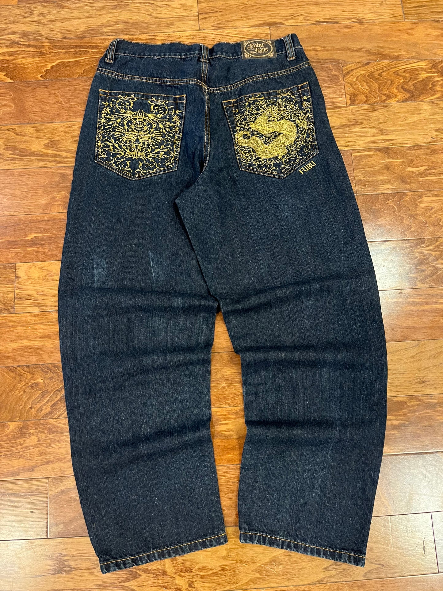 00s Fubu Embroidered Gold Accent Baggy Jeans (34 x 32)