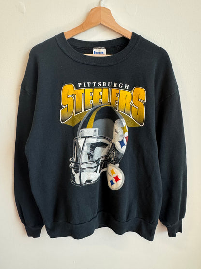 90s Pittsburgh Steelers Locker Line Helmet Crewneck (L)