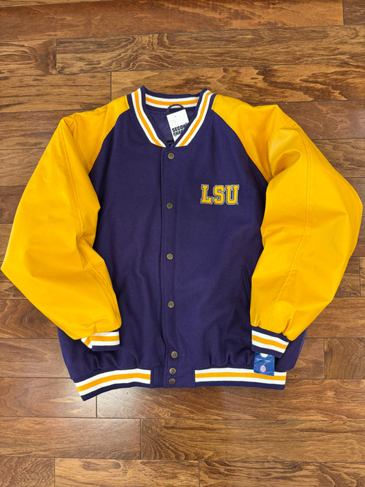 90s LSU Vintage Steve & Barry's Two Tone Varsity Jacket (XXL)