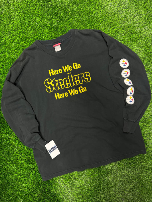 00s Pittsburgh Steelers Here We Go Long-Sleeve Shirt (XL)