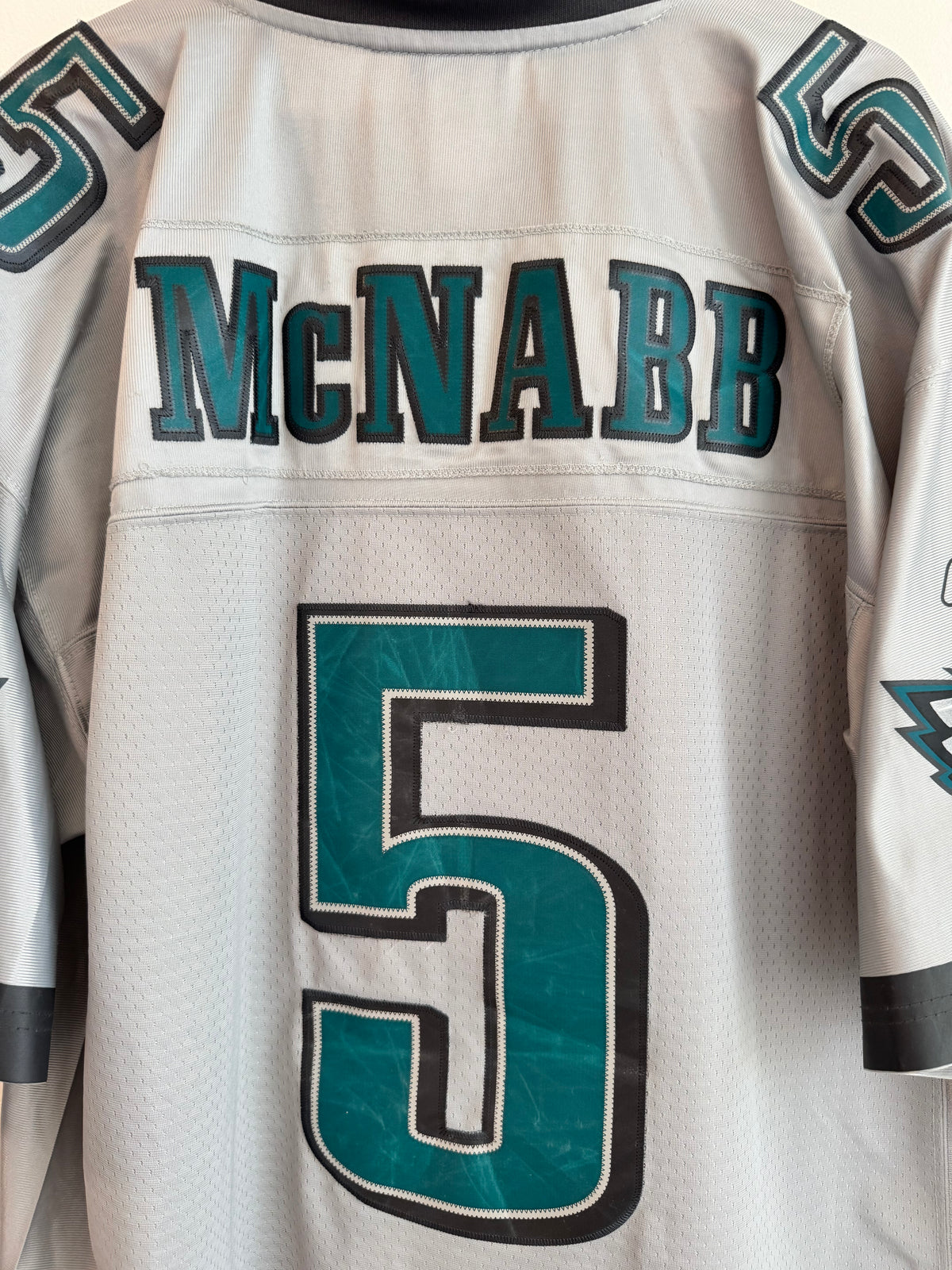00s Philadelphia Eagles Donovan McNabb Silver Storm Collection Reebok Stitched Jersey (XL)