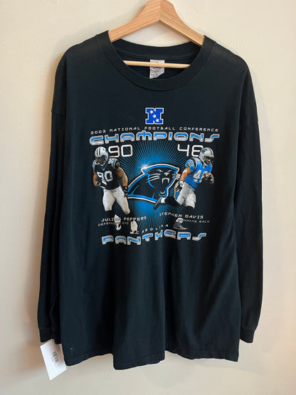2003 Carolina Panthers Julius Peppers & Stephen Davis 2003 NFC Champions Long Sleeve (XXL)