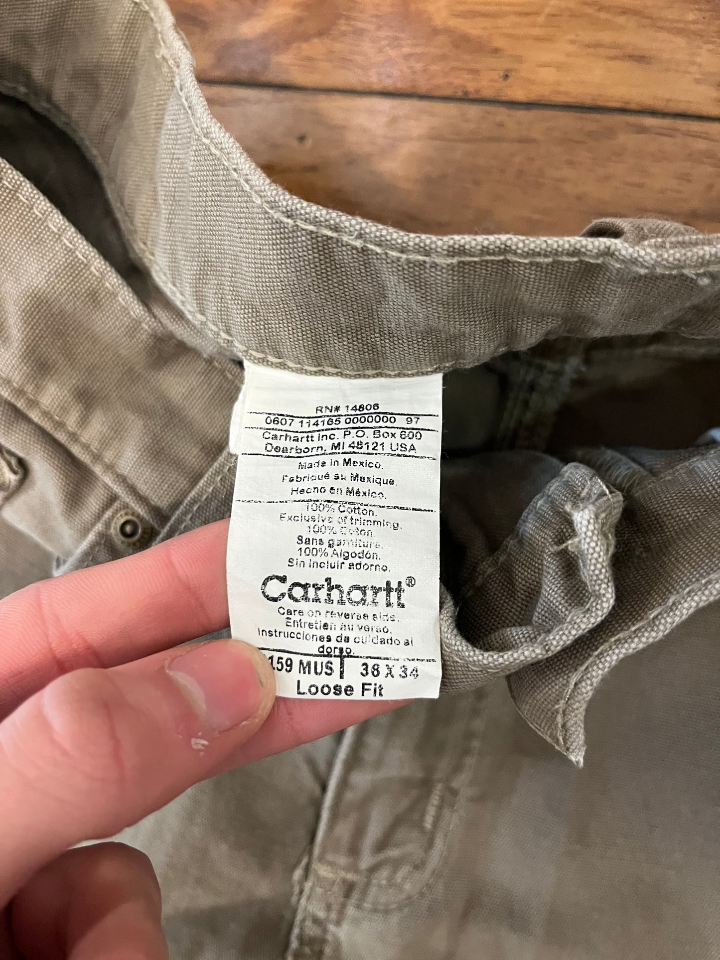2007 Carhartt Mushroom Faded Workwear Pants (37 x 33)