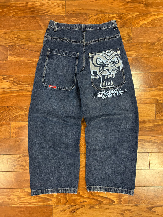 00s Jnco Tribals Tiger Graphic Vintage Baggy Jeans (36 x 32)