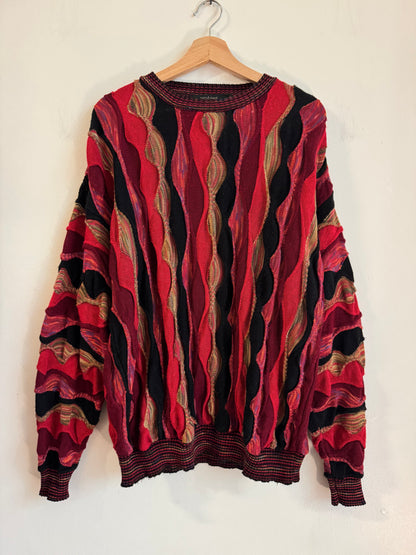 90s Protege 3D Knit Pink/Red Vintage Sweater (L)