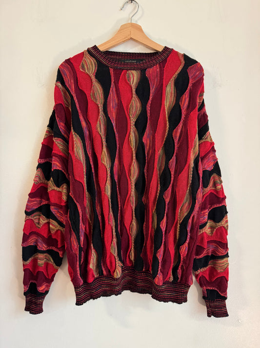 90s Protege 3D Knit Pink/Red Vintage Sweater (L)