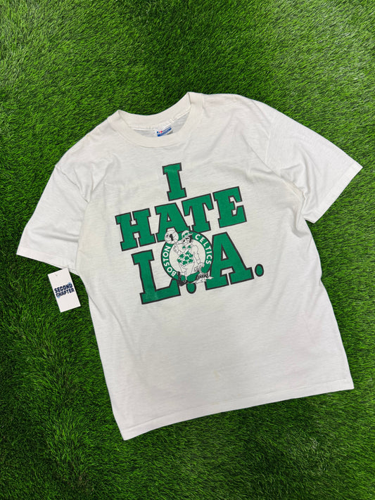 90s Boston Celtics "I Hate LA" Vintage NBA Tee (L)