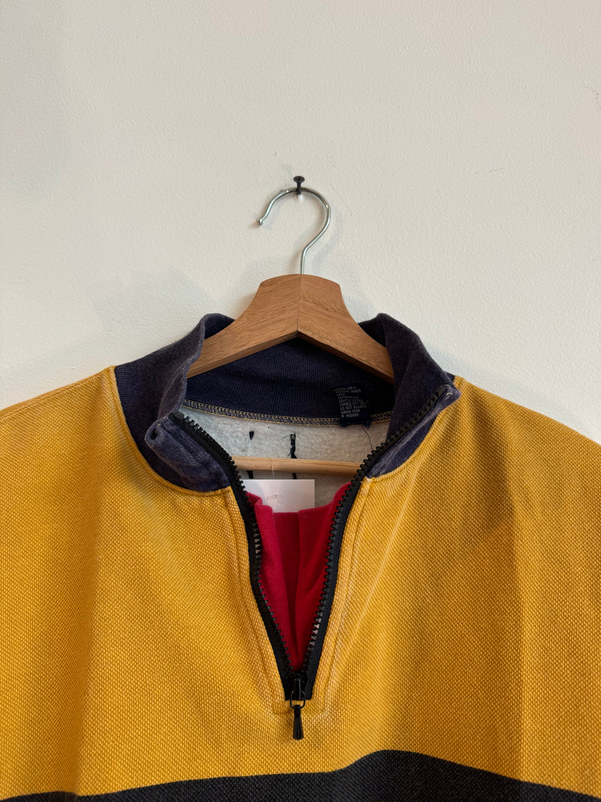 00s Multi Color Quarter Zip Rugby  Polo Sweater (L)