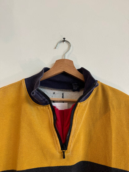 00s Multi Color Quarter Zip Rugby  Polo Sweater (L)