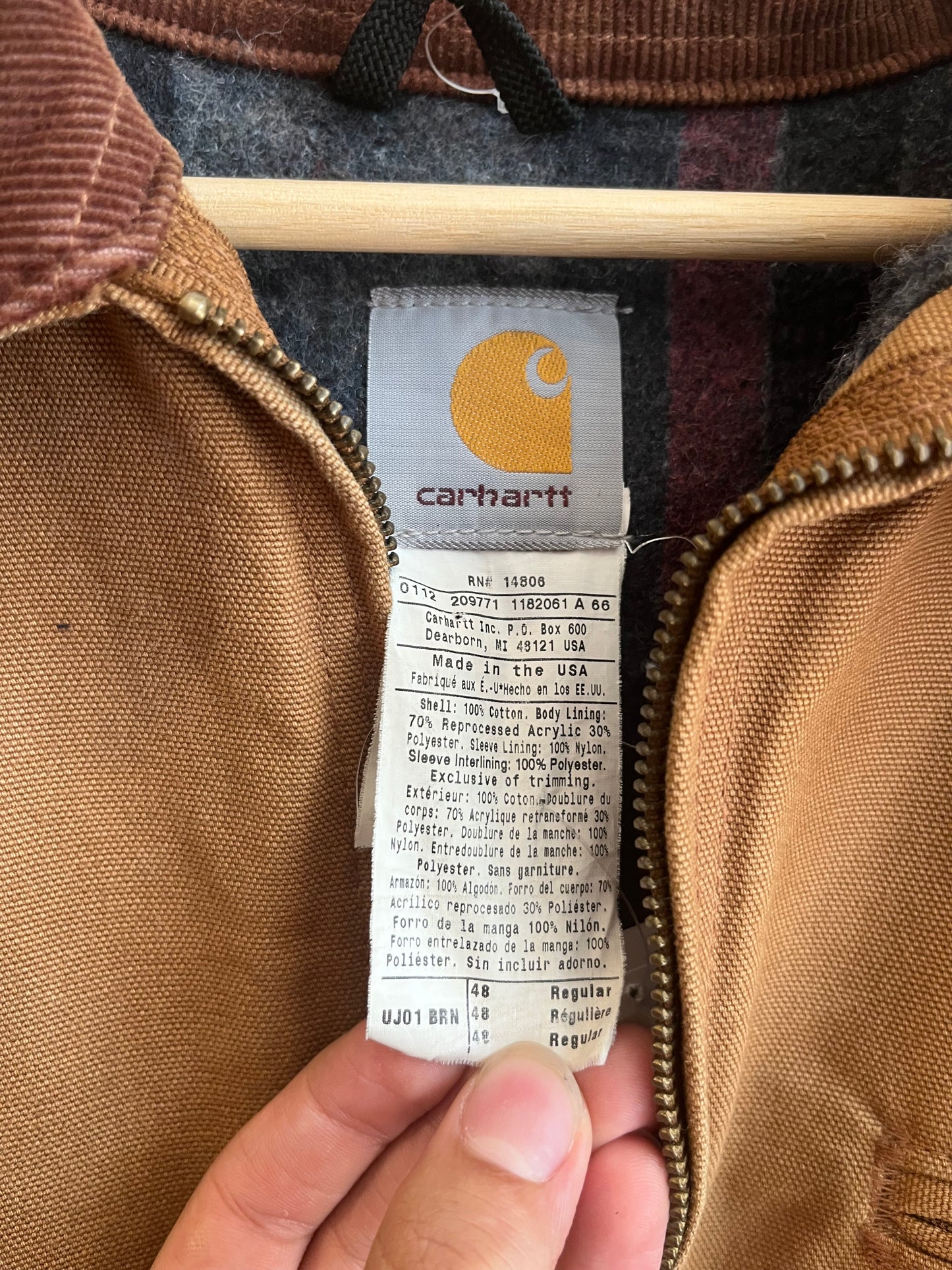 2012 Carhartt Detroit Brown Blanket Lined Jacket (L)