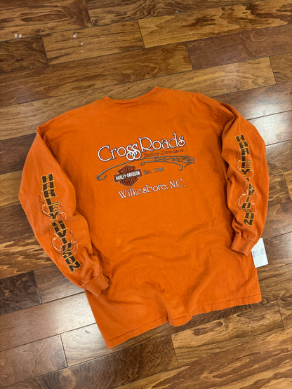 2008 Harley Davidson Orange Wilkesboro Long Sleeve Shirt (XL)