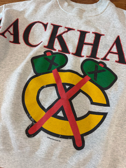 90s Chicago Blackhawks Big Spell Out Vintage Crewneck (XL)