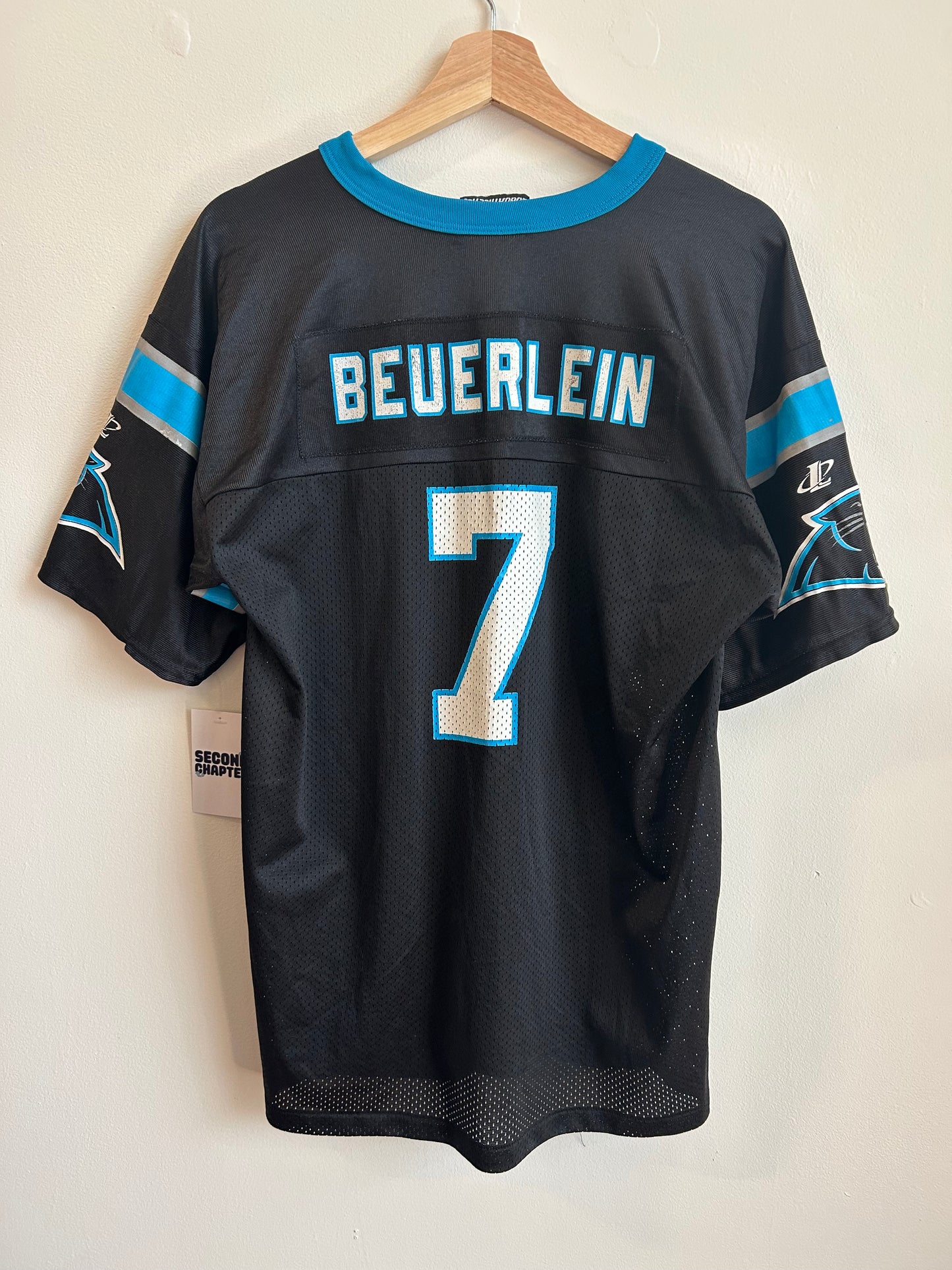 90s Carolina Panthers Steve Beuerlein Logo Athletic Jersey (Youth XL)