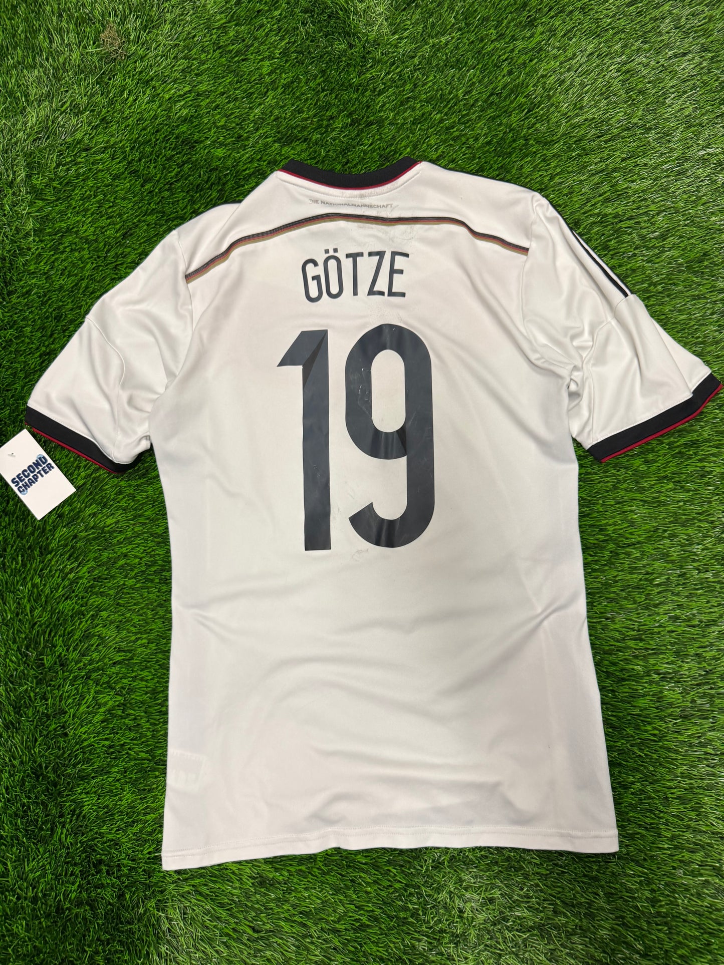 Germany World Cup Mario Gotze #19 Adidas Home Jersey 2014 Soccer Kit (M)